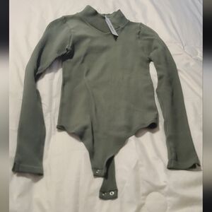 Intimately Free People Army Olive Green Long Sleeve Bodysuit Size M/L NWT